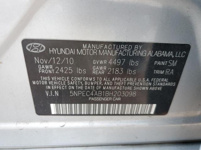 5NPEC4AB1BH203098 - 2011 HYUNDAI SONATA SE SILVER photo 12