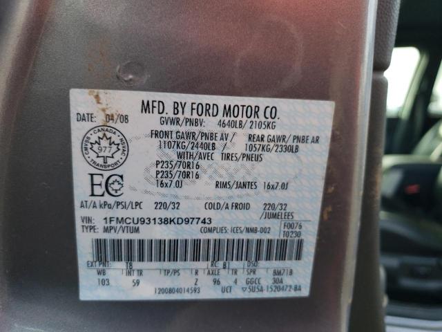 1FMCU93138KD97743 - 2008 FORD ESCAPE XLT GRAY photo 13