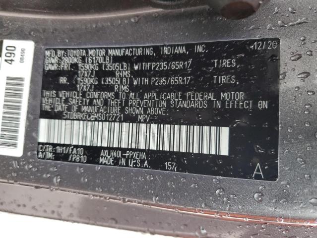 5TDBRKEC6MS012721 - 2021 TOYOTA SIENNA LE CHARCOAL photo 14