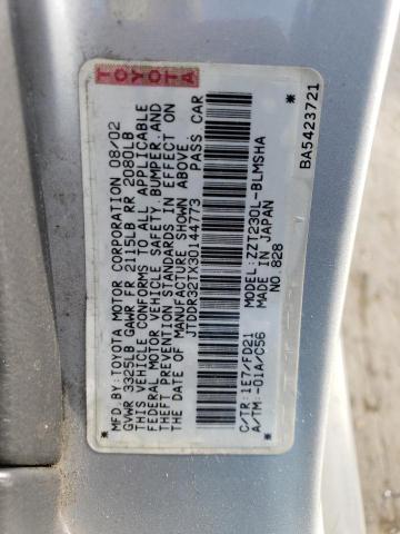 JTDDR32TX30144773 - 2003 TOYOTA CELICA GT SILVER photo 12