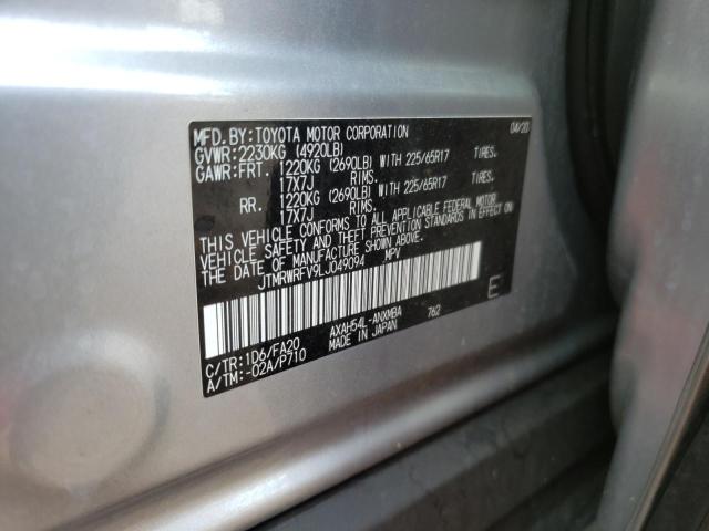 JTMRWRFV9LJ049094 - 2020 TOYOTA RAV4 XLE SILVER photo 13