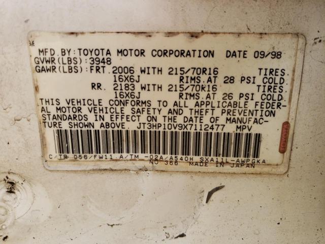 JT3HP10V9X7112477 - 1999 TOYOTA RAV4 WHITE photo 13