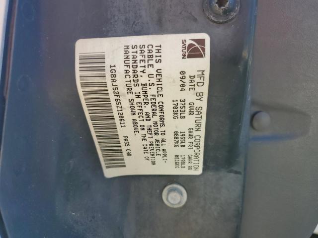 1G8AJ52F65Z120611 - 2005 SATURN ION LEVEL 2 WHITE photo 12