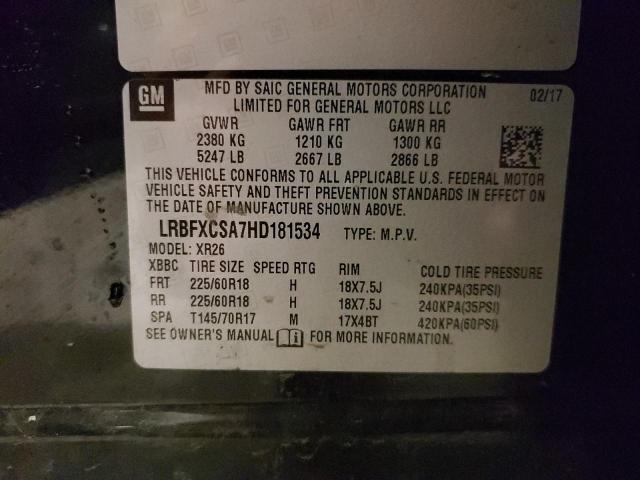 LRBFXCSA7HD181534 - 2017 BUICK ENVISION PREFERRED BLACK photo 13