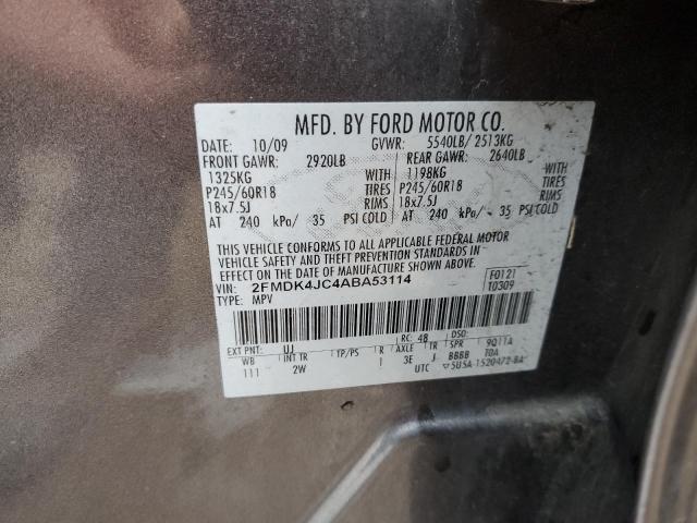 2FMDK4JC4ABA53114 - 2010 FORD EDGE SEL GRAY photo 13