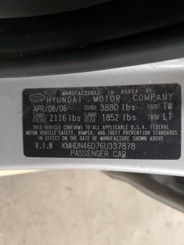 KMHDN46D76U337878 - 2006 HYUNDAI ELANTRA GLS SILVER photo 12