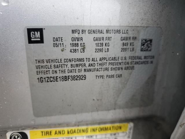 1G1ZC5E18BF382929 - 2011 CHEVROLET MALIBU 1LT SILVER photo 12