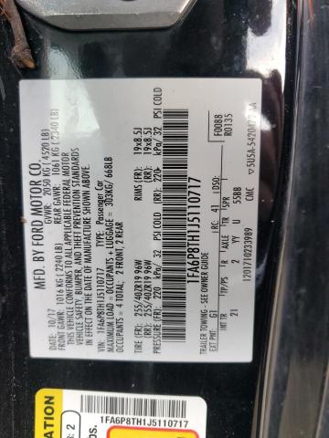 1FA6P8TH1J5110717 - 2018 FORD MUSTANG BLACK photo 12