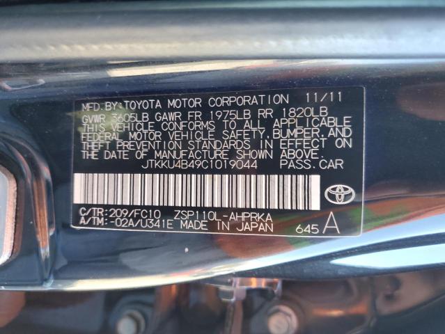 JTKKU4B49C1019044 - 2012 TOYOTA SCION XD BLACK photo 12