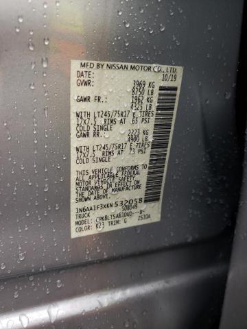 1N6AA1F3XKN532058 - 2019 NISSAN TITAN XD S SILVER photo 12