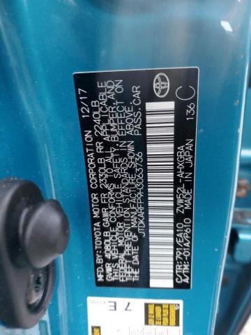 JTDKARFP9H3063736 - 2017 TOYOTA PRIUS PRIM ტურკოუსი ფოტო 12