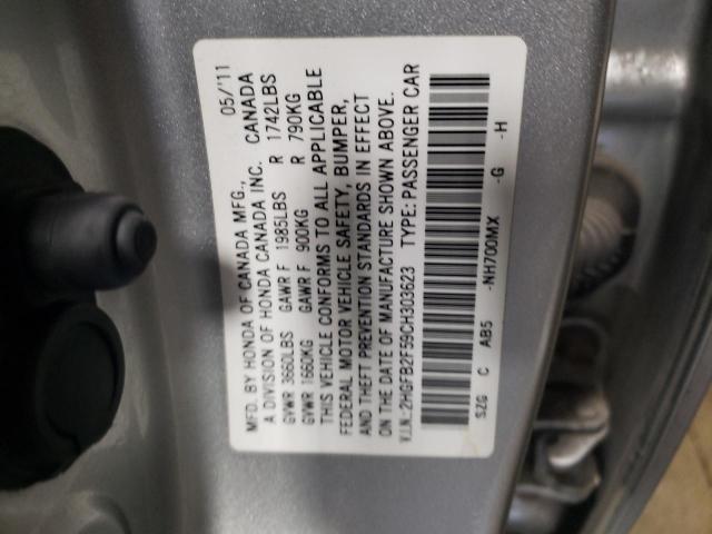 2HGFB2F59CH303623 - 2012 HONDA CIVIC LX SILVER photo 12