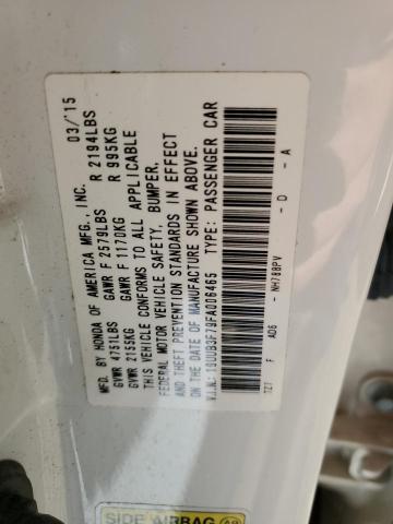 19UUB3F79FA006465 - 2015 ACURA TLX ADVANCE WHITE photo 12