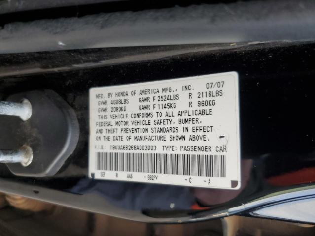 19UUA66268A003003 - 2008 ACURA TL BLACK photo 12