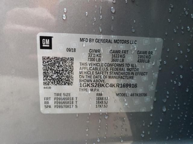 1GKS2BKC4KR169916 - 2019 GMC YUKON SLT GRAY photo 13