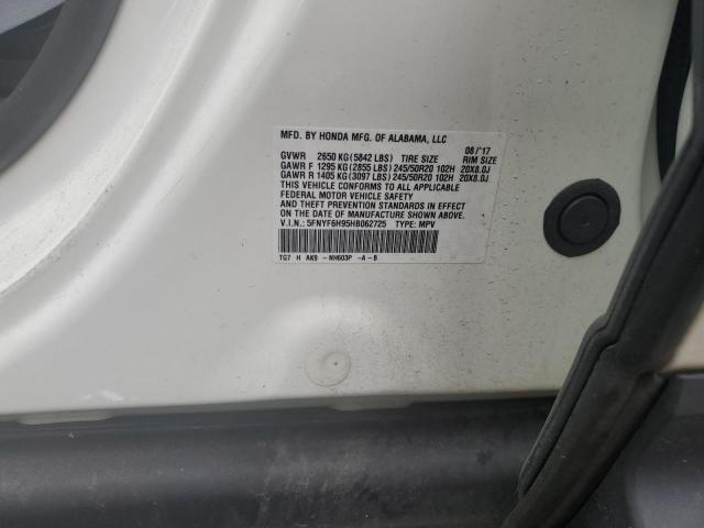 5FNYF6H95HB062725 - 2017 HONDA PILOT TOURING CREAM photo 13