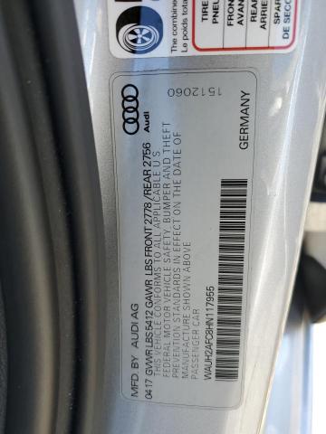 WAUH2AFC8HN117955 - 2017 AUDI A6 PRESTIGE ვერცხლისფერი ფოტო 12