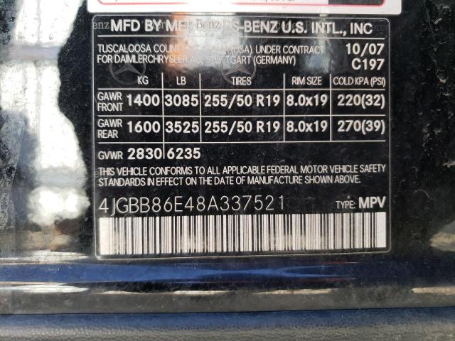 4JGBB86E48A337521 - 2008 MERCEDES-BENZ ML 350 BLACK photo 13