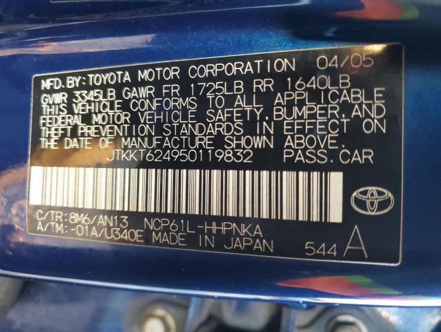 JTKKT624950119832 - 2005 SCION XA BLUE photo 12