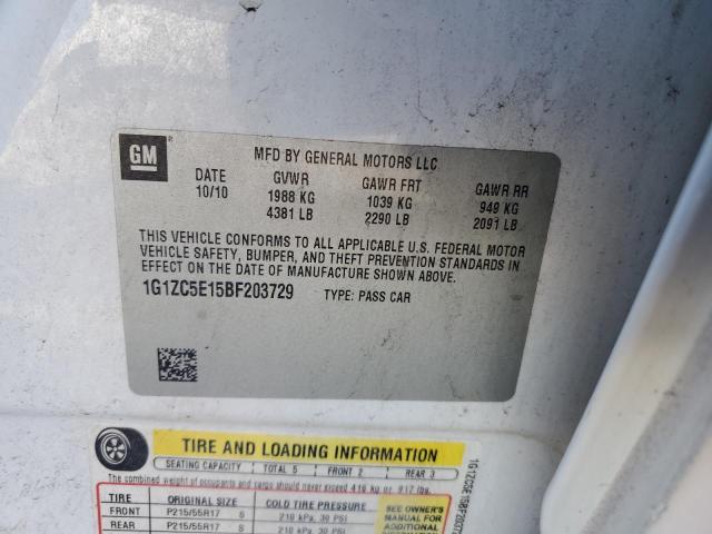 1G1ZC5E15BF203729 - 2011 CHEVROLET MALIBU 1LT თეთრი ფოტო 12