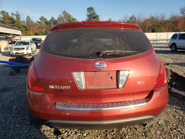 JN8AZ08T96W422674 - 2006 NISSAN MURANO SL BURGUNDY photo 6