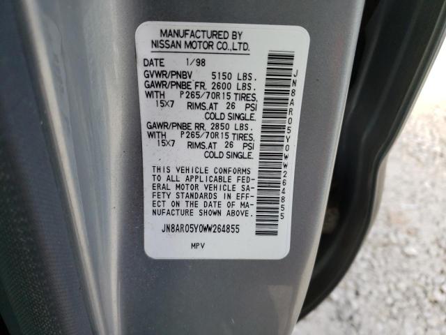 JN8AR05Y0WW264855 - 1998 NISSAN PATHFINDER LE SILVER photo 13