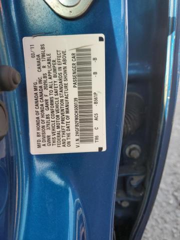 2HGFB2F80CH500139 - 2012 HONDA CIVIC EX BLUE photo 12