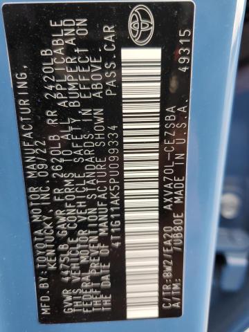 4T1G11AK5PU099334 - 2023 TOYOTA CAMRY SE NIGHT SHADE BLUE photo 12