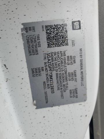 1GAZGPF73M1312810 - 2021 CHEVROLET EXPRESS G3 LT WHITE photo 12