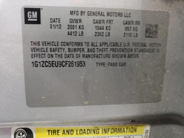 1G1ZC5EU9CF261953 - 2012 CHEVROLET MALIBU 1LT SILVER photo 12