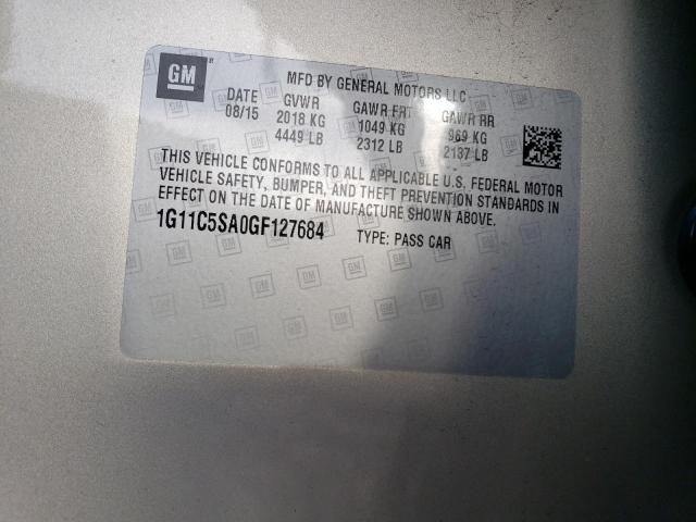 1G11C5SA0GF127684 - 2016 CHEVROLET MALIBU LIM LT BEIGE photo 12