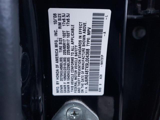 5J6RE487X9L004368 - 2009 HONDA CR-V EXL BLACK photo 13