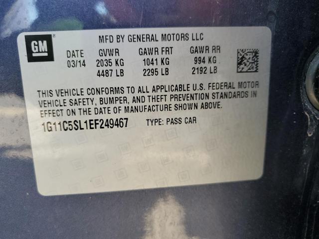 1G11C5SL1EF249467 - 2014 CHEVROLET MALIBU 1LT Көк фото 12