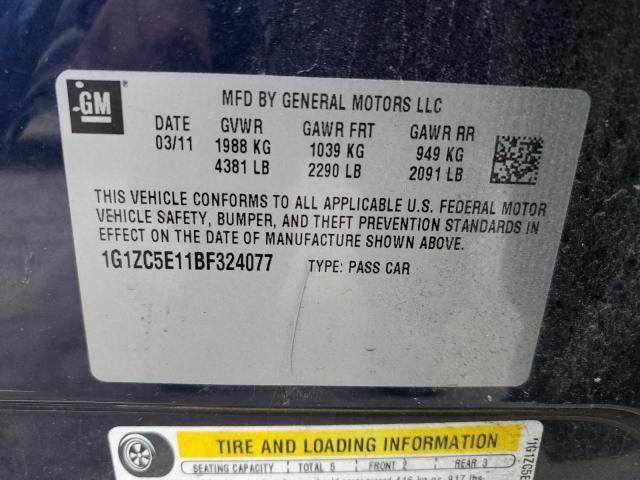 1G1ZC5E11BF324077 - 2011 CHEVROLET MALIBU 1LT BLUE photo 12