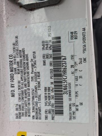 3LN6L5FC7HR623767 - 2017 LINCOLN MKZ RESERVE თეთრი ფოტო 12