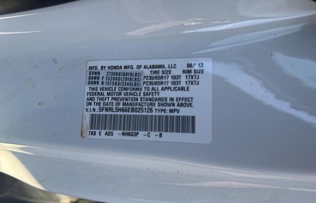 5FNRL5H66EB025126 - 2014 HONDA ODYSSEY EXL WHITE photo 10