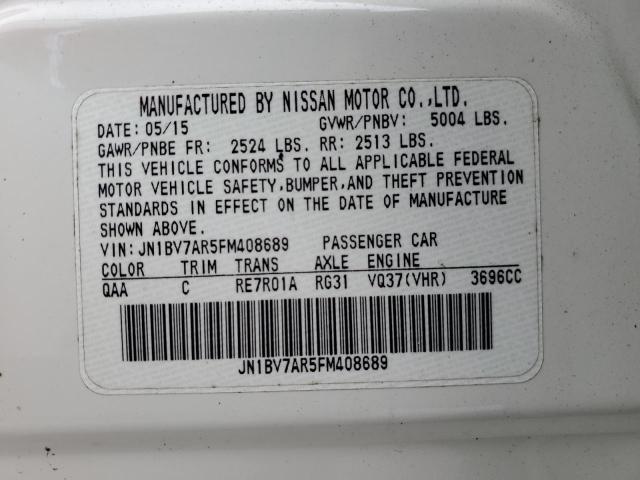 JN1BV7AR5FM408689 - 2015 INFINITI Q50 BASE WHITE photo 12