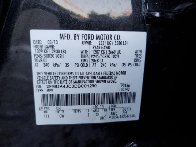 2FMDK4JC3DBC01290 - 2013 FORD EDGE SEL BLACK photo 14