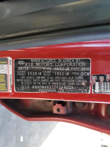 KNADM4A31D6249008 - 2013 KIA RIO LX RED photo 12