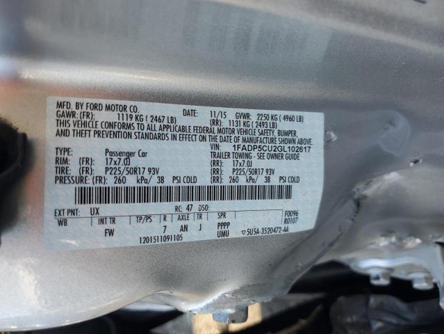 1FADP5CU2GL102617 - 2016 FORD C-MAX PREMIUM SEL SILVER photo 12