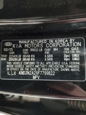 KNDJN2A2XF7799822 - 2015 KIA SOUL BLACK photo 12