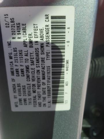 19UUB2F71FA019205 - 2015 ACURA TLX ADVANCE ვერცხლისფერი ფოტო 12