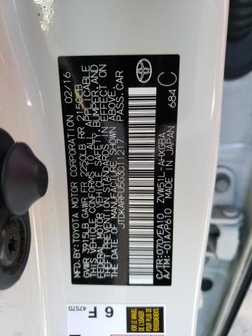 JTDKARFU5G3011217 - 2016 TOYOTA PRIUS WHITE photo 13