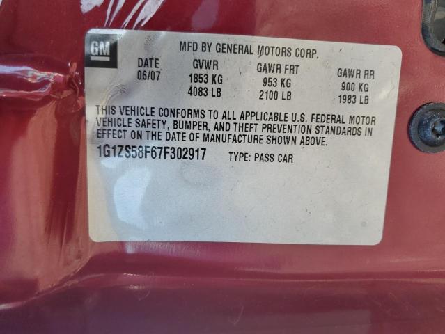 1G1ZS58F67F302917 - 2007 CHEVROLET MALIBU LS MAROON photo 12