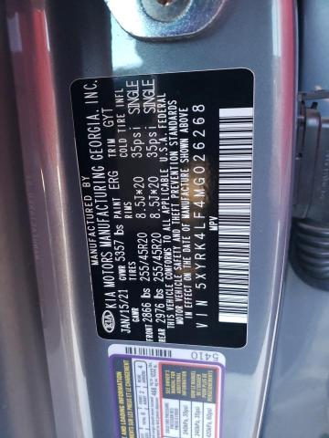 5XYRK4LF4MG026268 - 2021 KIA SORENTO SX GRAY photo 12