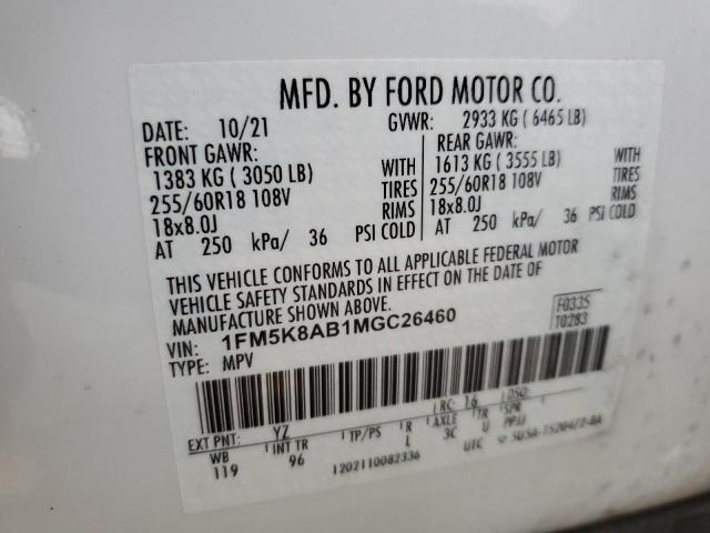 1FM5K8AB1MGC26460 - 2021 FORD EXPLORER POLICE INTERCEPTOR Weiß Foto 13