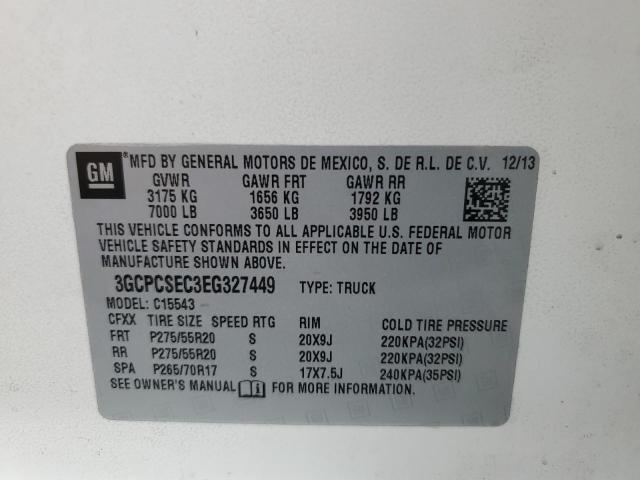 3GCPCSEC3EG327449 - 2014 CHEVROLET SILVERADO C1500 LTZ WHITE photo 12