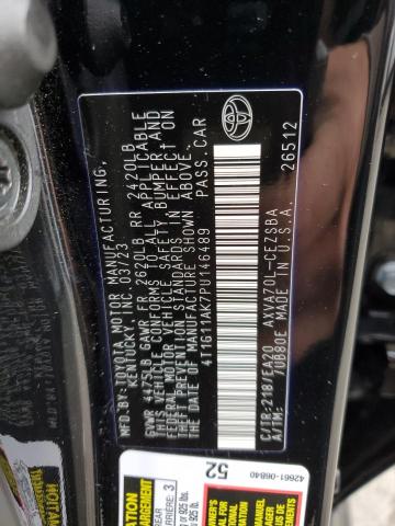 4T1G11AK7PU146489 - 2023 TOYOTA CAMRY SE NIGHT SHADE BLACK photo 12