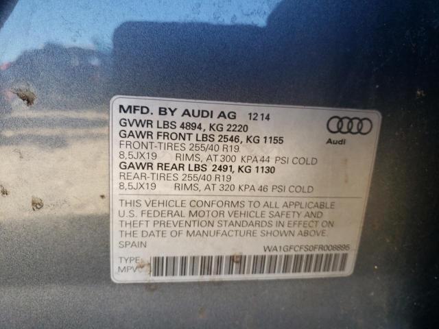 WA1GFCFS0FR008895 - 2015 AUDI Q3 PRESTIGE GRAY photo 13