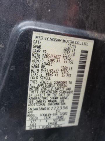 5N1AR18W05C777336 - 2005 NISSAN PATHFINDER LE 灰色 照片 13